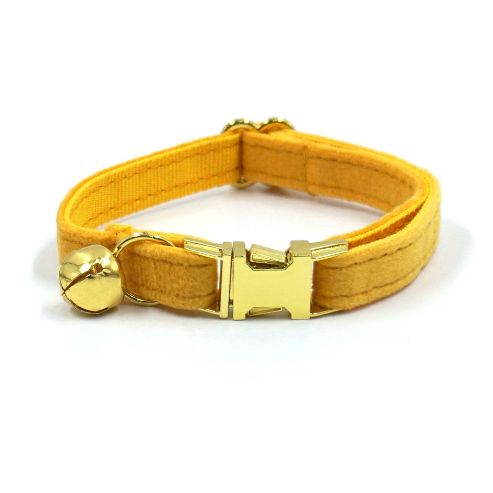 Pettns | Ginger Velvet Cat Collar with Optional Engraving for Everyday Pet Wear
