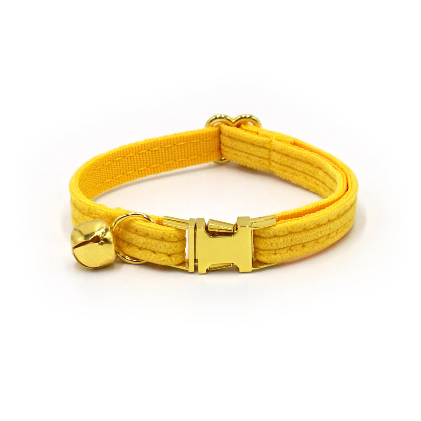 Pettns | Bright Yellow Corduroy Cat Collar with Bell and Optional Laser Engraving
