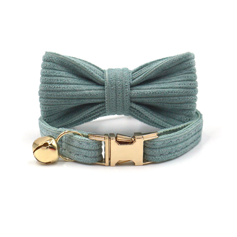Cross-Border Wholesale Cute Cat Bell Collar, Handsome Cat Bow, Corduroy Cat Collar, Lettering Dropshipping