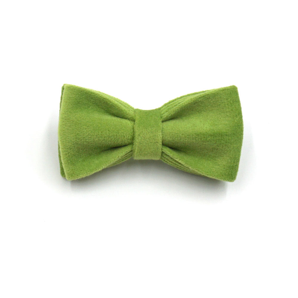 Pettns | Matcha Green Velvet Cat Collar with Bow Detail, Letter Accent and Bell
