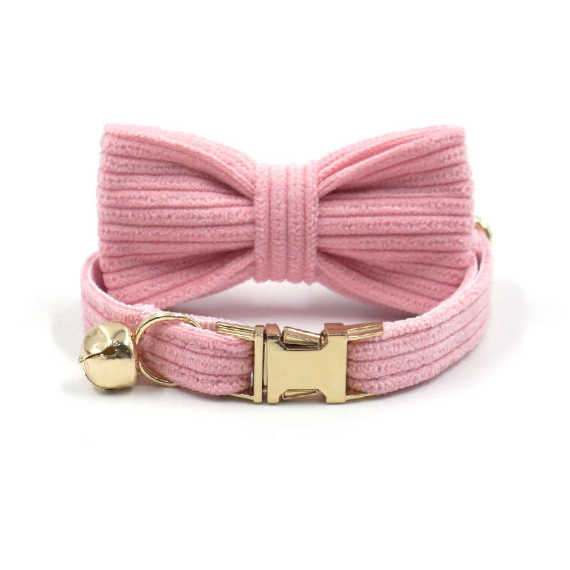 Cross-Border Wholesale Cute Cat Bell Collar, Handsome Cat Bow, Corduroy Cat Collar, Lettering Dropshipping