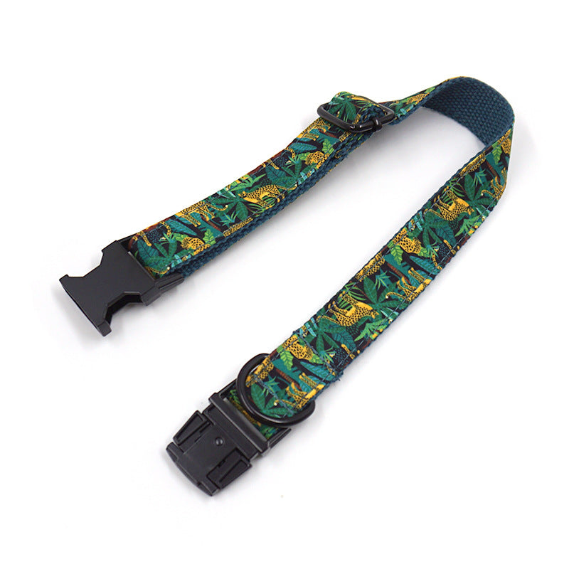 Ins Popular Jungle Leopard Pet Collar Leash Bow Cross-Border Wholesale Leopard Dog Collar Leash
