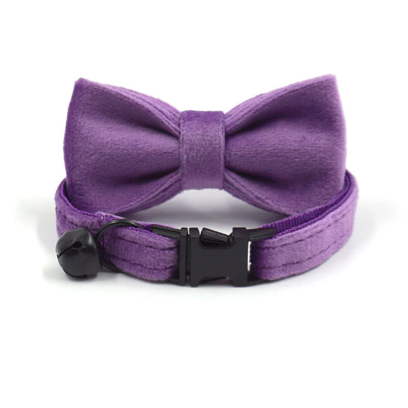 Pettns | Dark Purple Velvet Cat Collar with Custom Engraving for Everyday Pet Identification