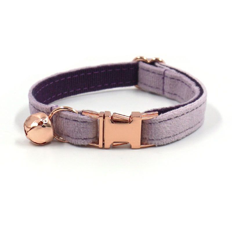 Pettns | Purple Velvet Cat Collar with Bow Detail, Bell Accent and Optional Engraving