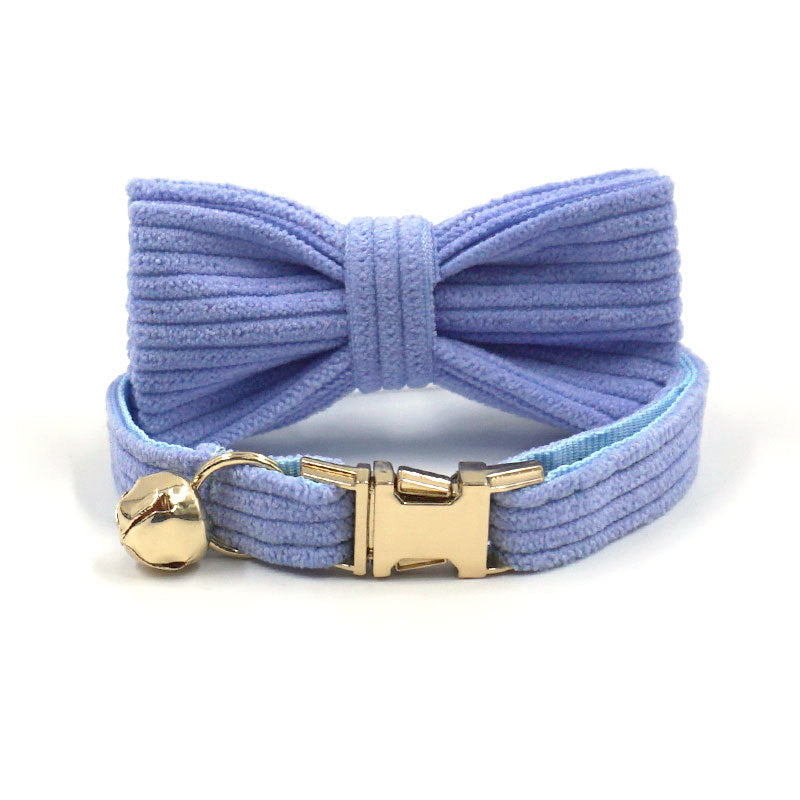 Cross-Border Wholesale Cute Cat Bell Collar, Handsome Cat Bow, Corduroy Cat Collar, Lettering Dropshipping