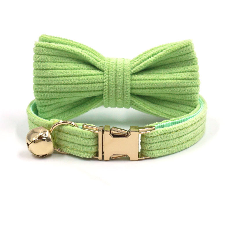 Cross-Border Wholesale Cute Cat Bell Collar, Handsome Cat Bow, Corduroy Cat Collar, Lettering Dropshipping