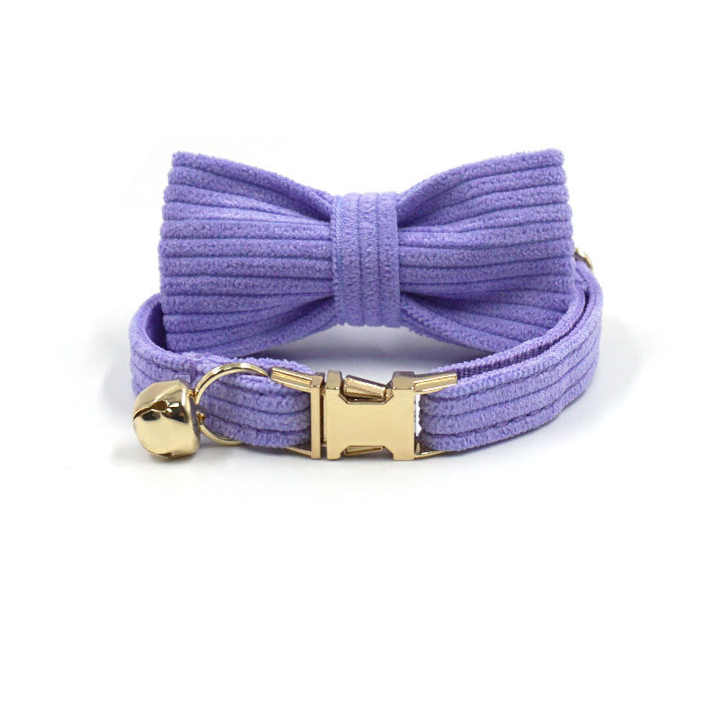 Pettns | Taro Purple Corduroy Cat Collar with Bow Detail and Bell for Daily Wear