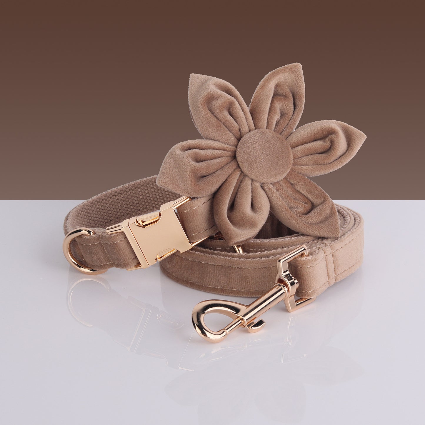 Boss Miha’S New Velvet Pet Collar Cute Flower Bow Leash Set Can Be Laser Engraved