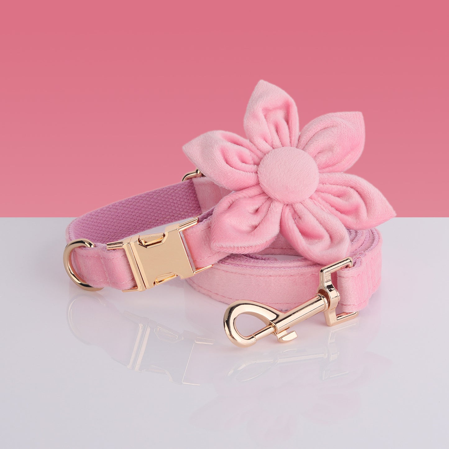 Boss Miha’S New Velvet Pet Collar Cute Flower Bow Leash Set Can Be Laser Engraved