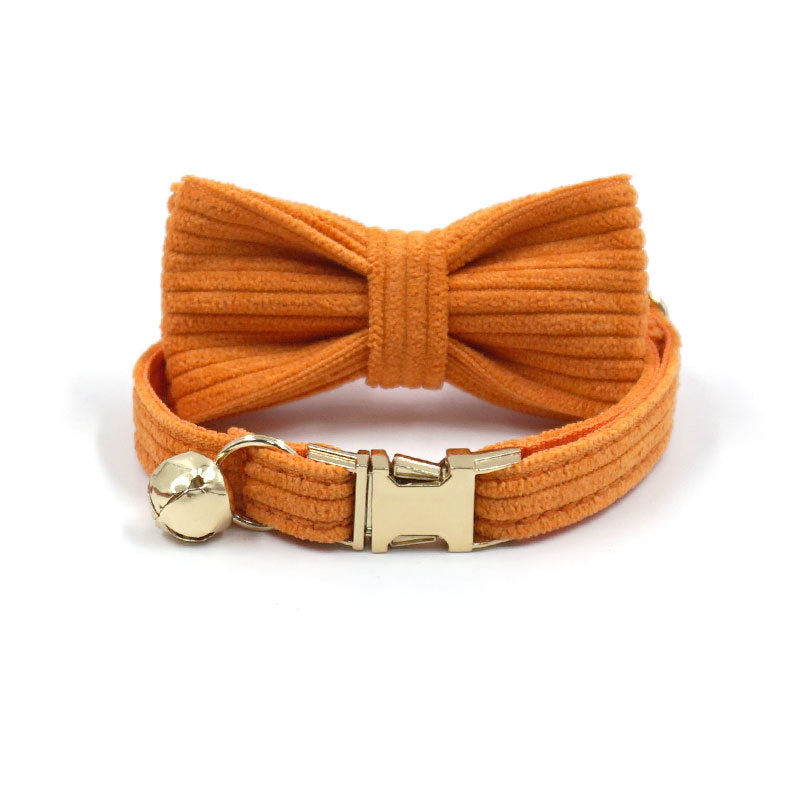 Cross-Border Wholesale Cute Cat Bell Collar, Handsome Cat Bow, Corduroy Cat Collar, Lettering Dropshipping