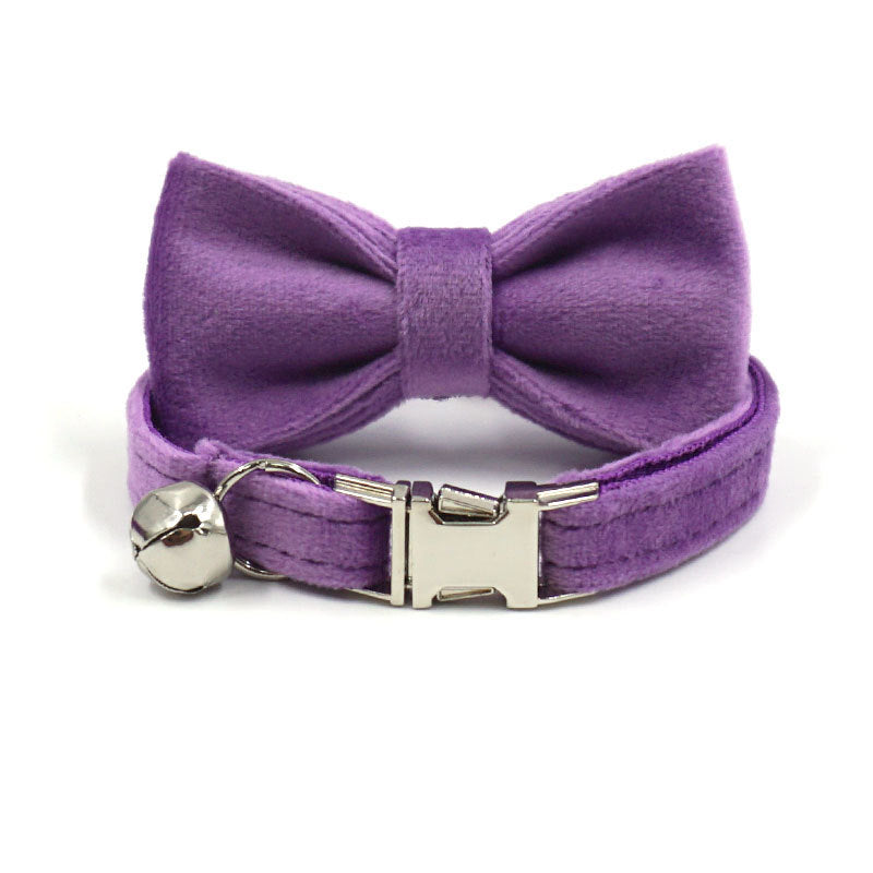 Pettns | Dark Purple Velvet Cat Collar with Custom Engraving for Everyday Pet Identification