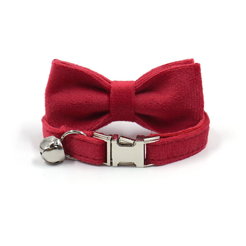 Pettns | Bow Style Cat and Small Dog Collar with Engraved Detail, Metal Buckle and Bell
