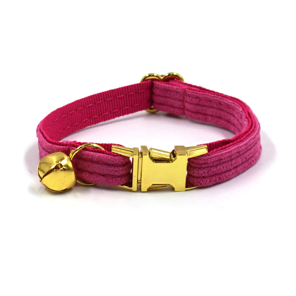 Pettns | Begonia Red Corduroy Cat Collar with Letter Detail for Daily Pet Wear