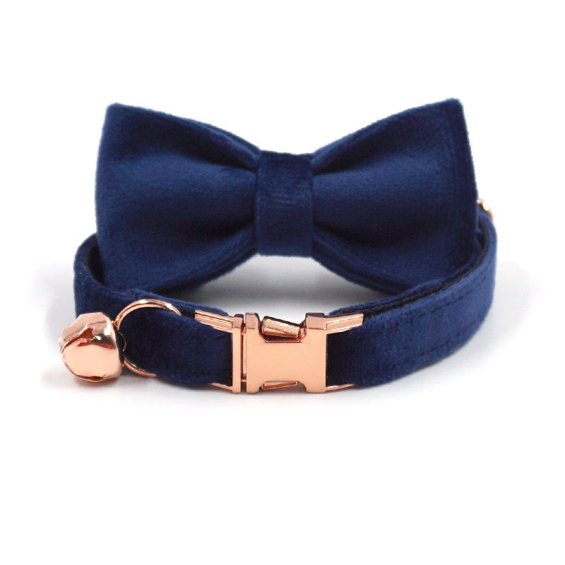 Pettns | Adjustable Blue Cat Collar with Bell, Rose Gold Buckle and Optional Engraving