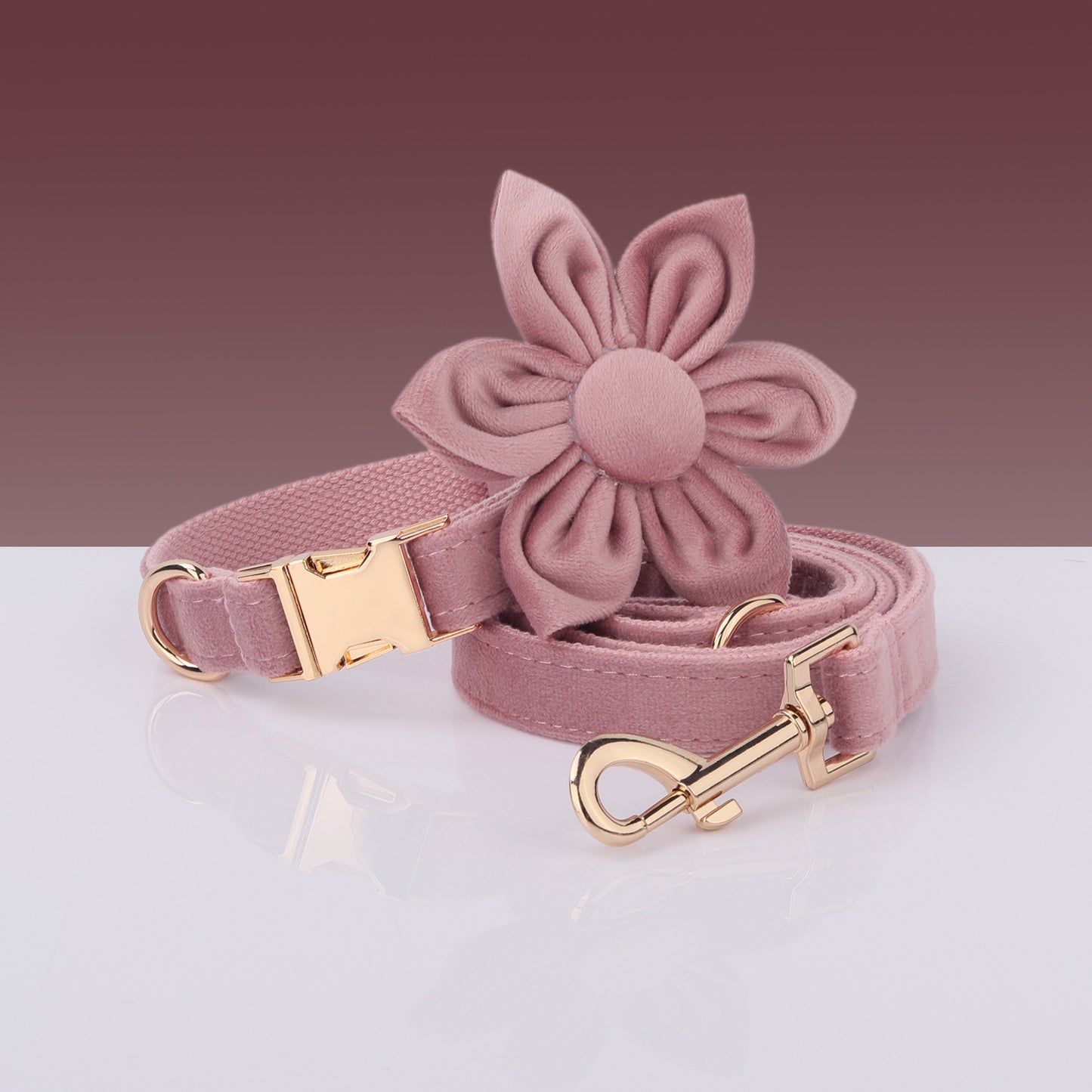 Boss Miha’S New Velvet Pet Collar Cute Flower Bow Leash Set Can Be Laser Engraved