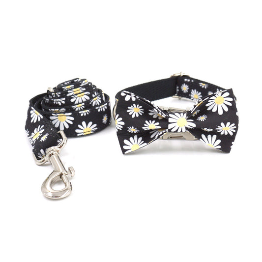 Pettns | Daisy Pattern Double-Layer Dog Collar for Everyday Wear