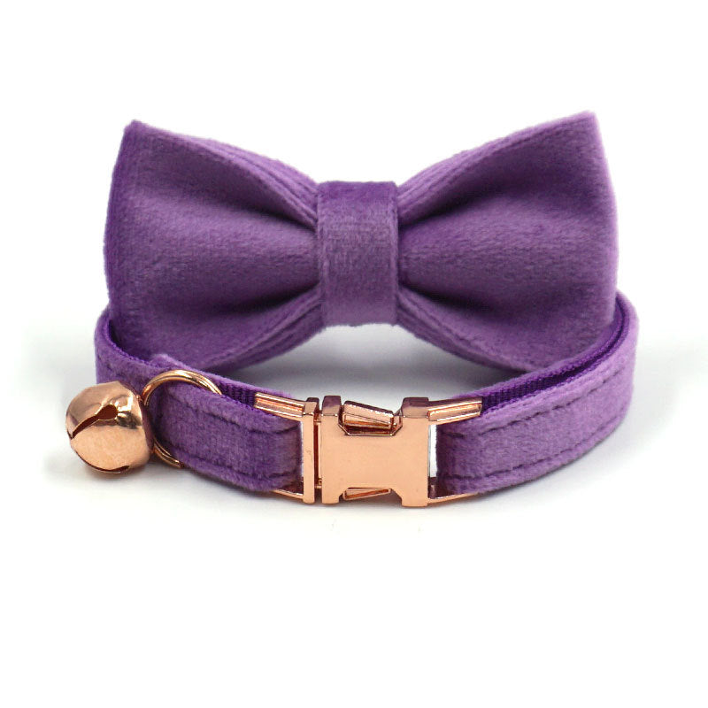 Pettns | Dark Purple Velvet Cat Collar with Custom Engraving for Everyday Pet Identification