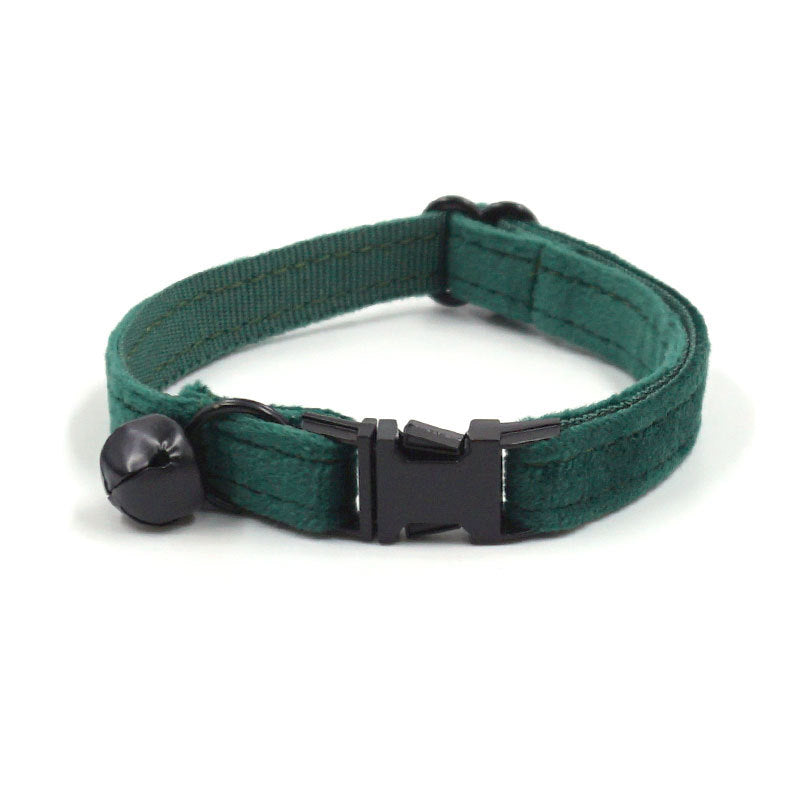 Pettns | Green Velvet Cat Collar with Optional Engraving for Everyday Pet Use