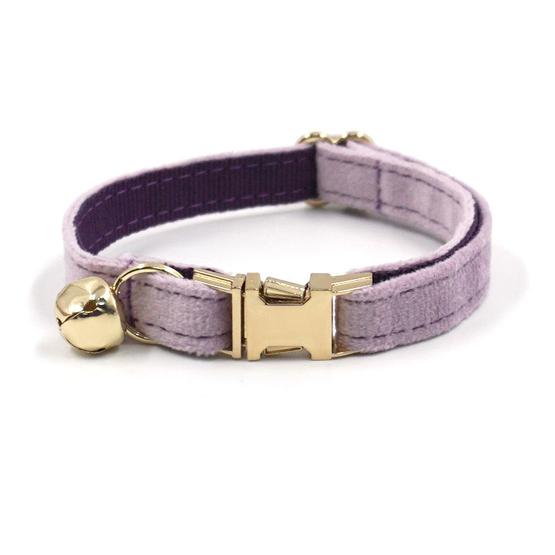 Pettns | Purple Velvet Cat Collar with Bow Detail, Bell Accent and Optional Engraving