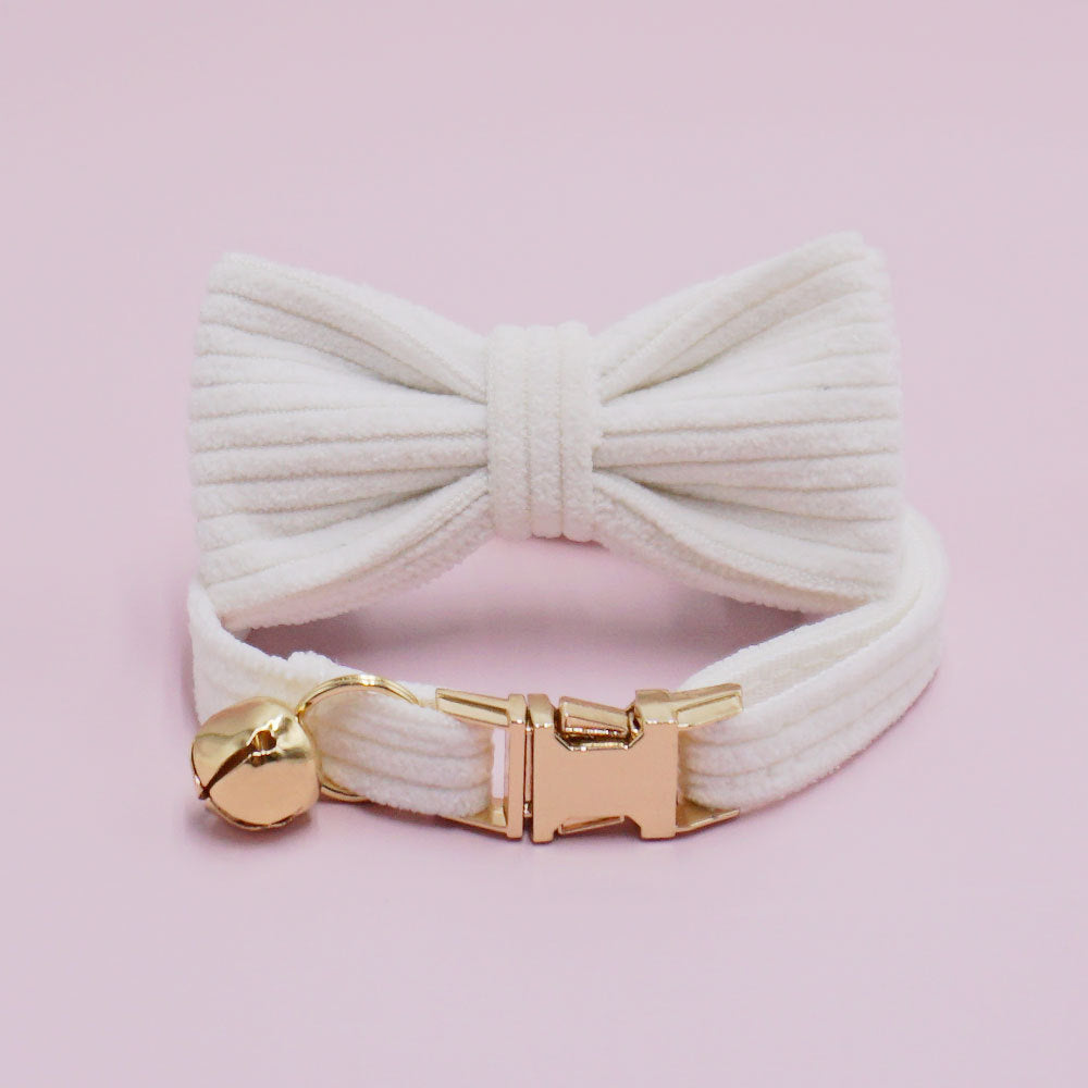 Cross-Border Wholesale Cute Cat Bell Collar, Handsome Cat Bow, Corduroy Cat Collar, Lettering Dropshipping