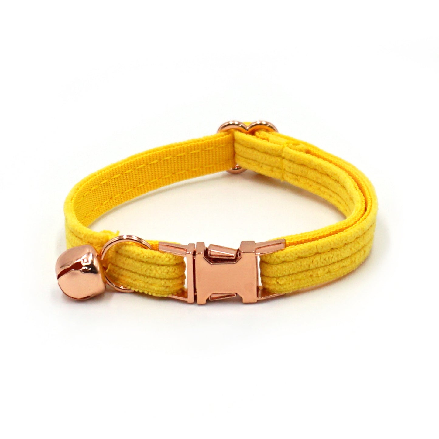 Pettns | Bright Yellow Corduroy Cat Collar with Bell and Optional Laser Engraving
