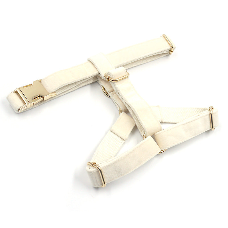 Pettns | Cream Velvet Dog Vest Harness with Gold-Tone Buckle for Everyday Outdoor Walks