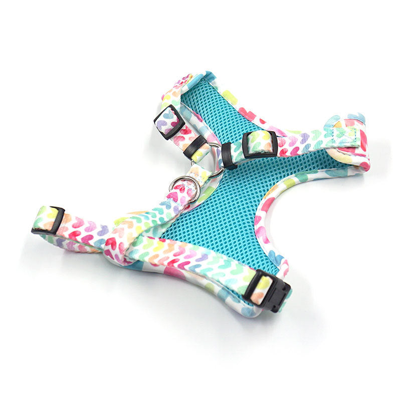 Pettns | Colorful Heart Pattern Dog Vest Harness for Everyday Outdoor Walks