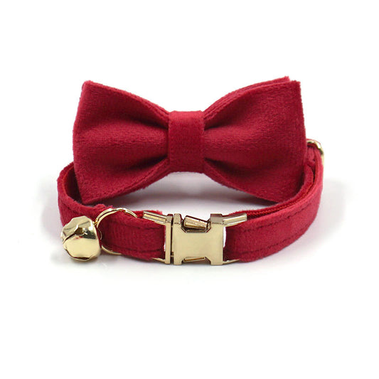 Pettns | Bow Style Cat and Small Dog Collar with Engraved Detail, Metal Buckle and Bell