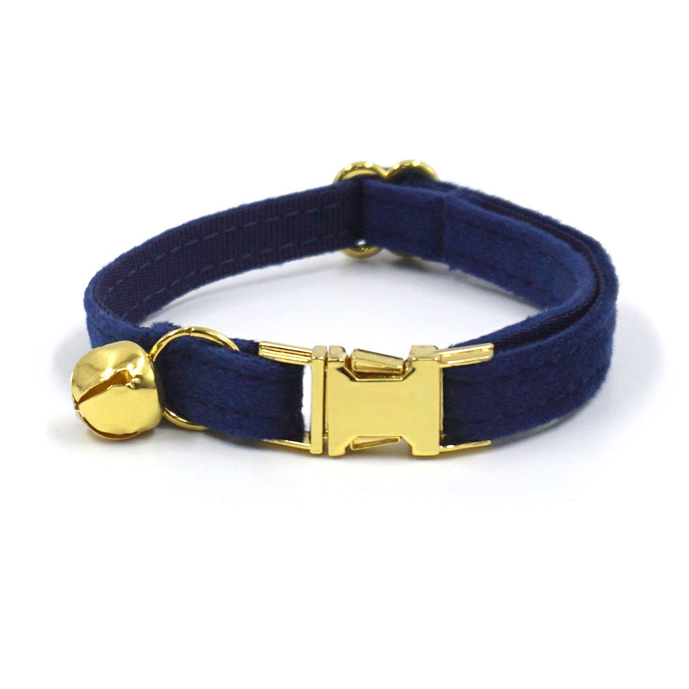 Pettns | Adjustable Blue Cat Collar with Bell, Rose Gold Buckle and Optional Engraving