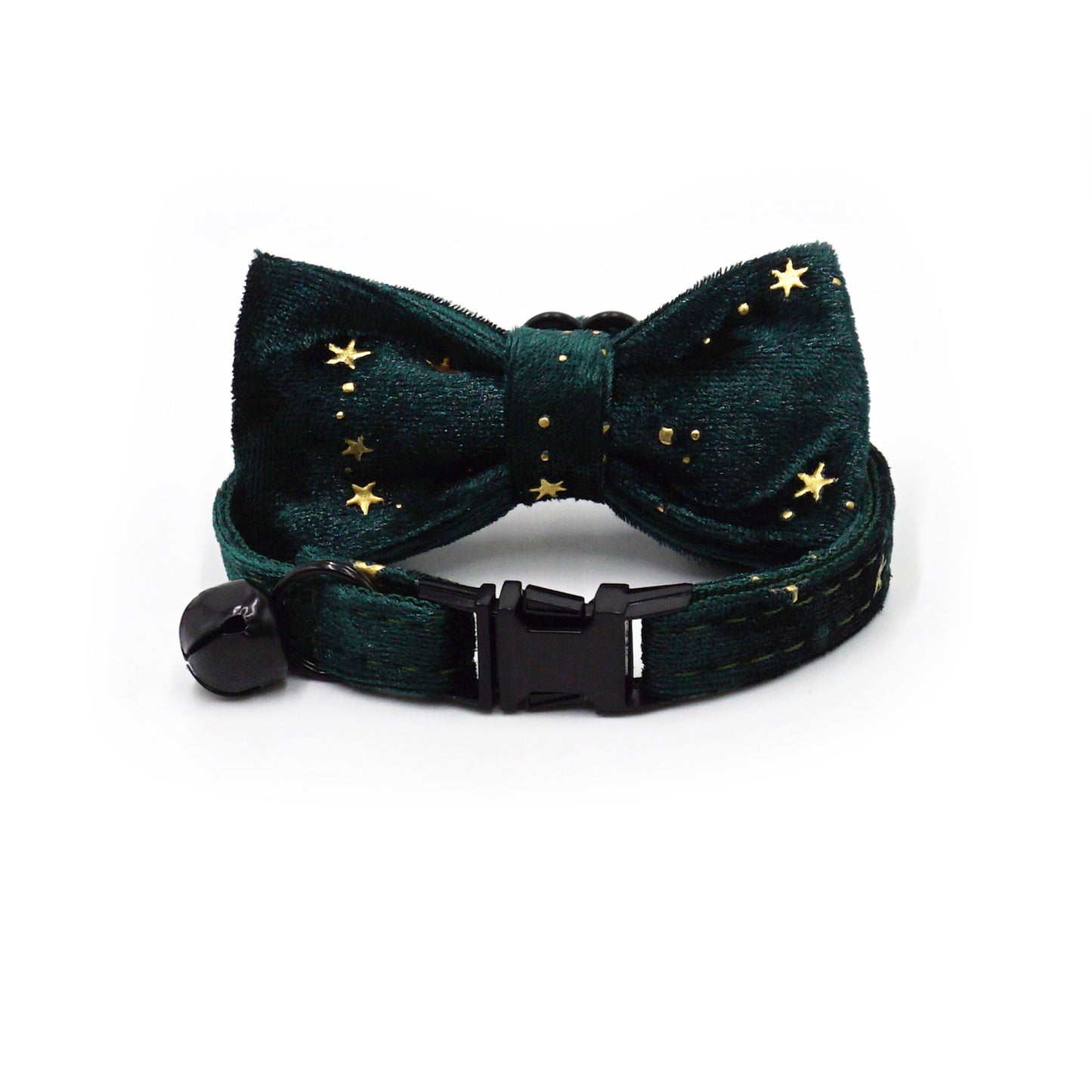 Pettns | Green Velvet Cat Collar with Star Detail for Seasonal Daily Wear