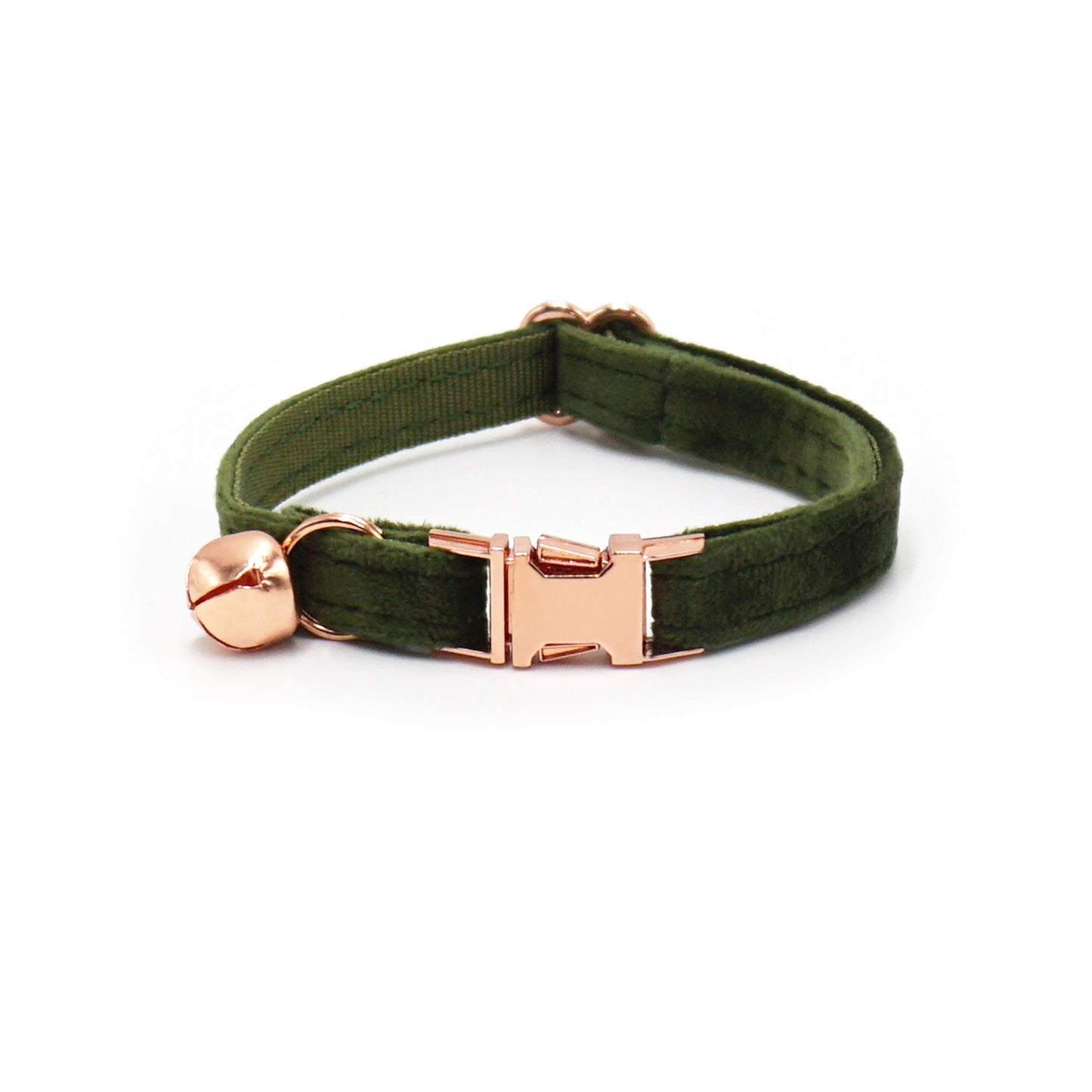 Cross-Border Pet Supplies Dropshipping Laser Engraving Cat Collar Army Green Velvet Pet Cat Bell Collar