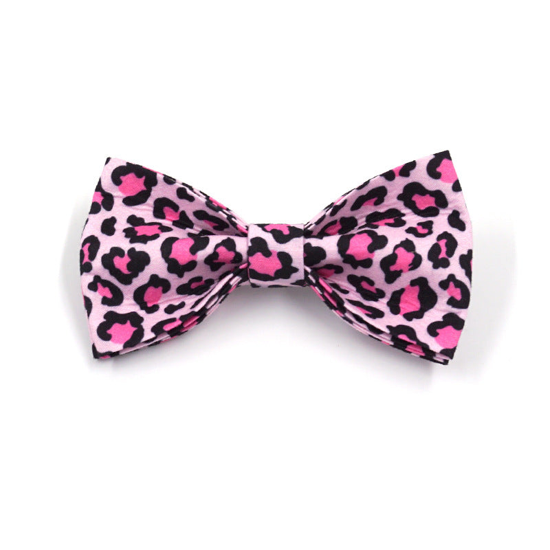 Pettns | Pink Leopard Pattern Dog Collar and Leash Set with Bow Detail for Everyday Walks