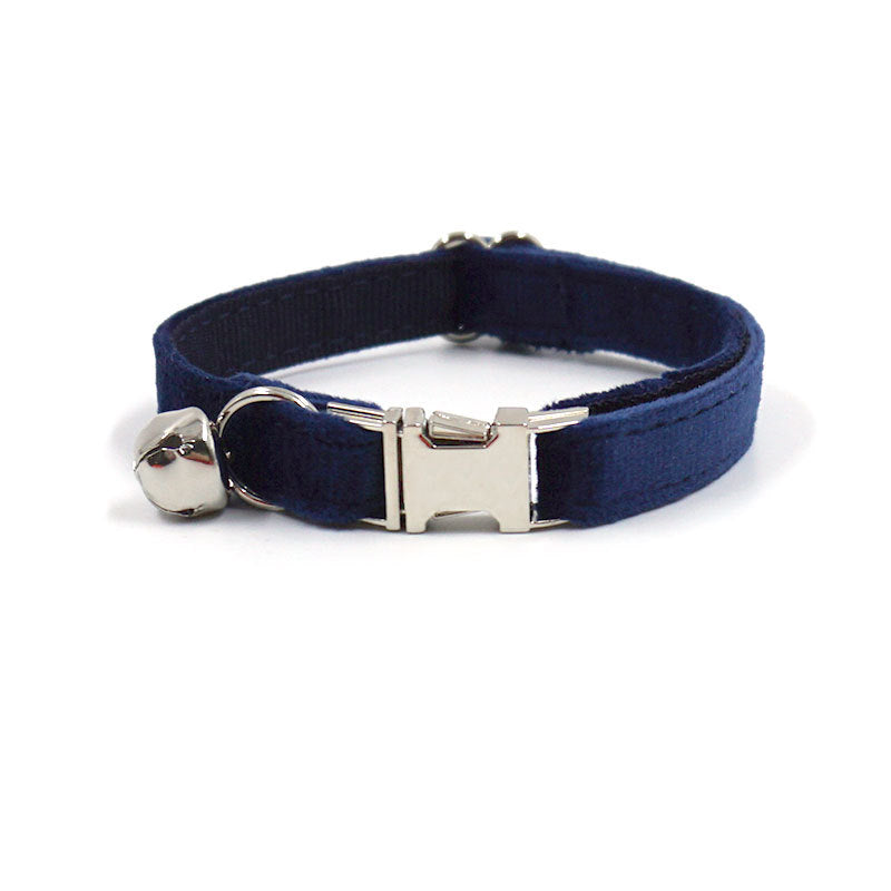 Pettns | Adjustable Blue Cat Collar with Bell, Rose Gold Buckle and Optional Engraving