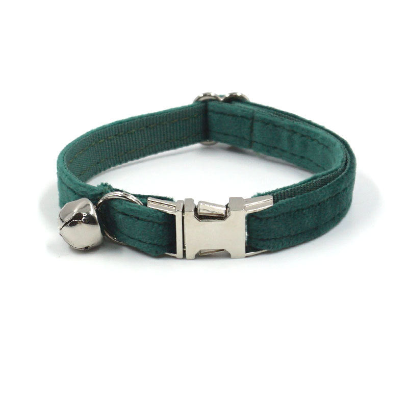 Pettns | Green Velvet Cat Collar with Optional Engraving for Everyday Pet Use