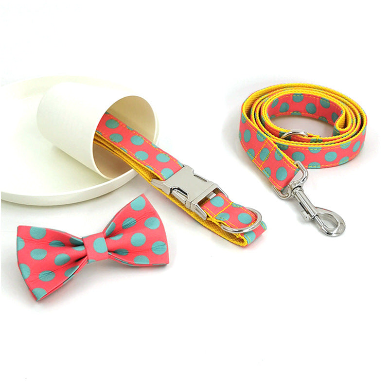 Pettns | Polka Dot Dog Collar and Leash Set for Daily Walking