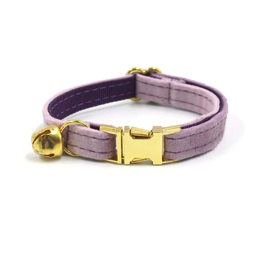 Pettns | Purple Velvet Cat Collar with Bow Detail, Bell Accent and Optional Engraving