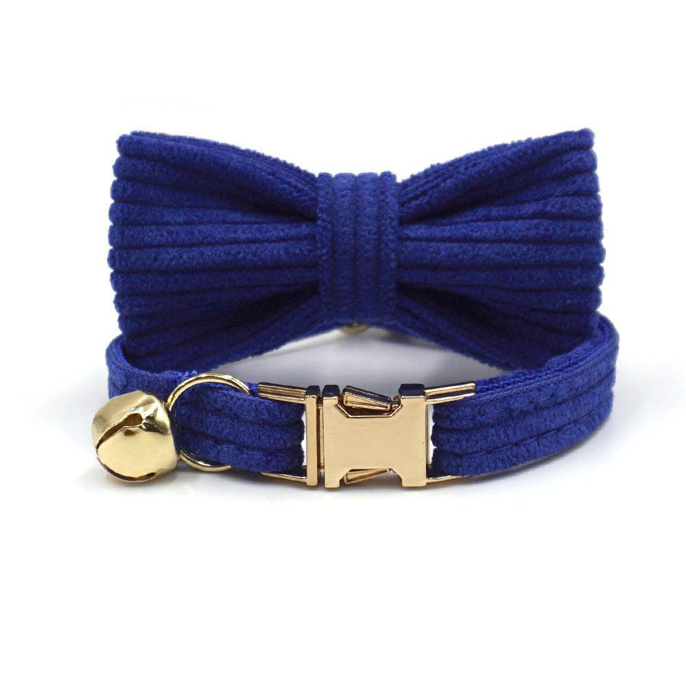 Cross-Border Wholesale Cute Cat Bell Collar, Handsome Cat Bow, Corduroy Cat Collar, Lettering Dropshipping