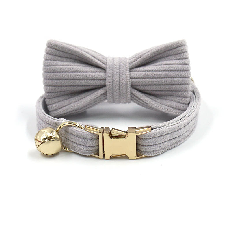 Cross-Border Wholesale Cute Cat Bell Collar, Handsome Cat Bow, Corduroy Cat Collar, Lettering Dropshipping