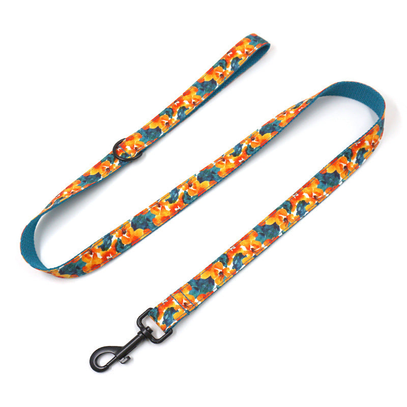 2021 New Cross-Border Hawaiian Dog Collar Leash Bow Set Amazon New Dog Collar
