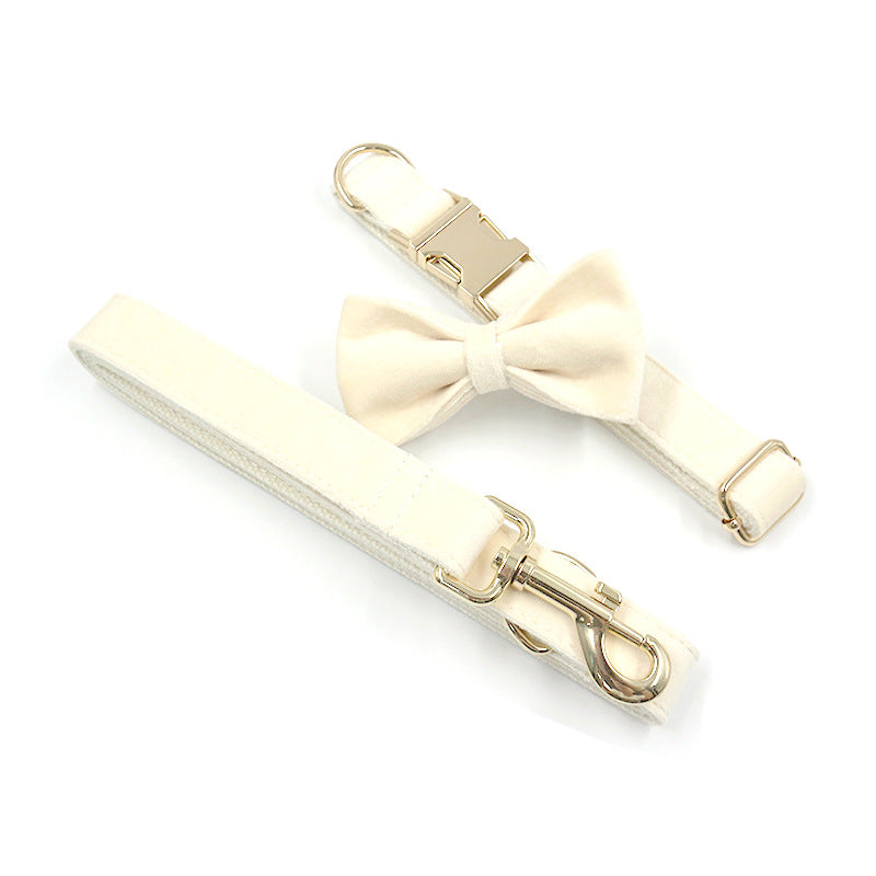 New Amazon Cross-Border Pet Outing Collar Traction Rope Bow Set Dog Collar Bow Traction Belt