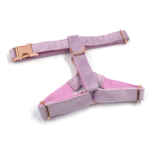 Pettns | Lilac Purple Velvet Dog Vest Harness with Rose Gold–Tone Buckle for Everyday Walks