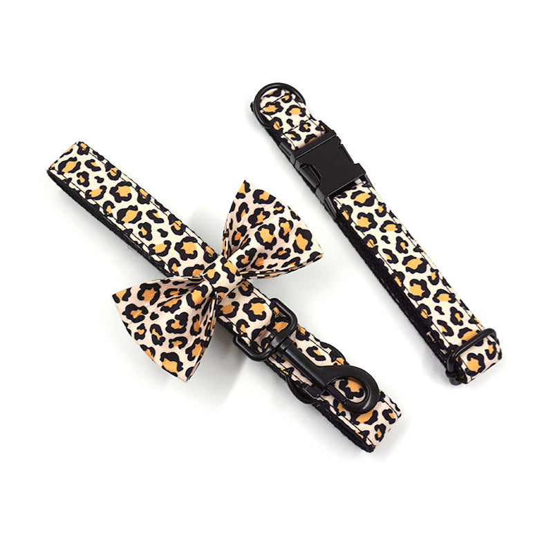 Ins Black Buckle Pet Collar Leash Set Pet Supplies Dog Collar Bow Pet Zinc Alloy Collar