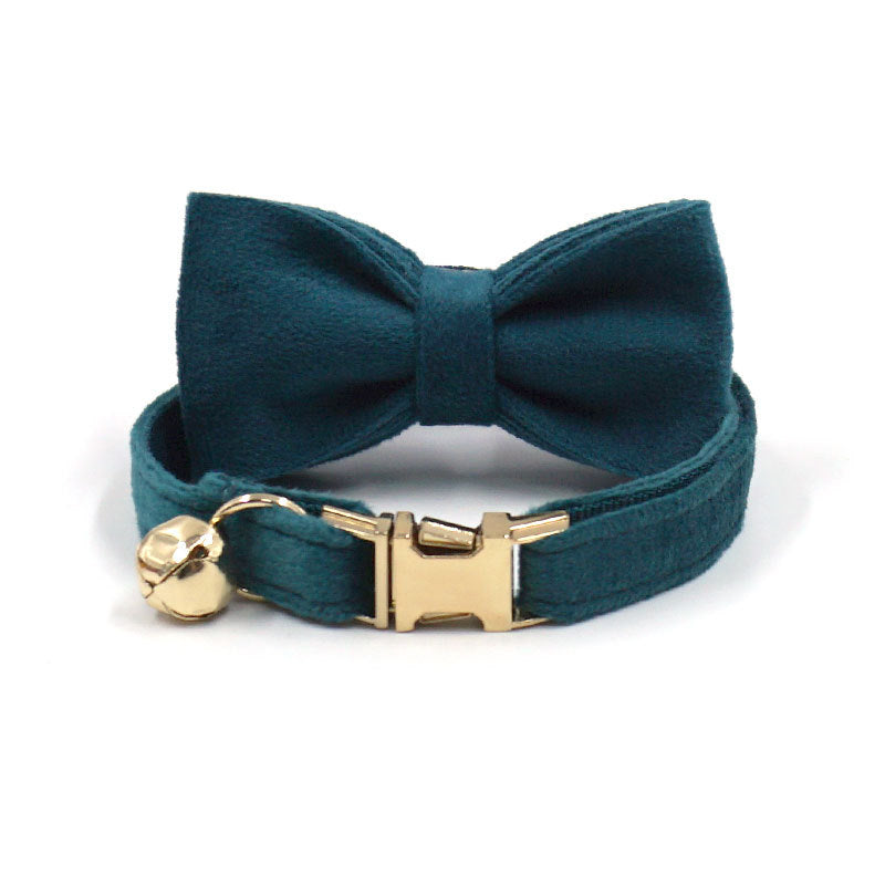 Pettns | Gem Green Velvet Cat Collar with Optional Engraving for Daily Wear