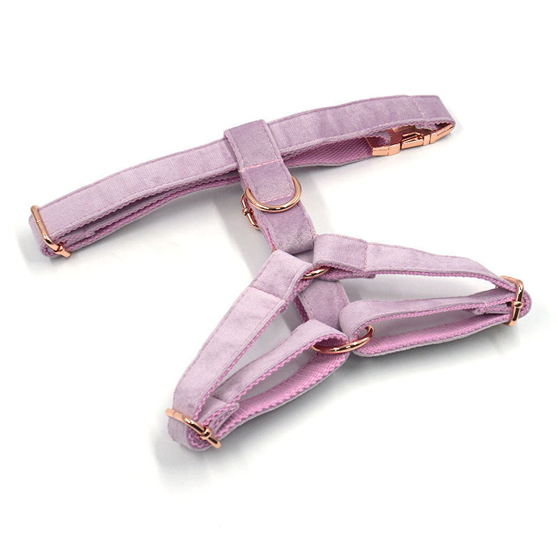 Pettns | Lilac Purple Velvet Dog Vest Harness with Rose Gold–Tone Buckle for Everyday Walks