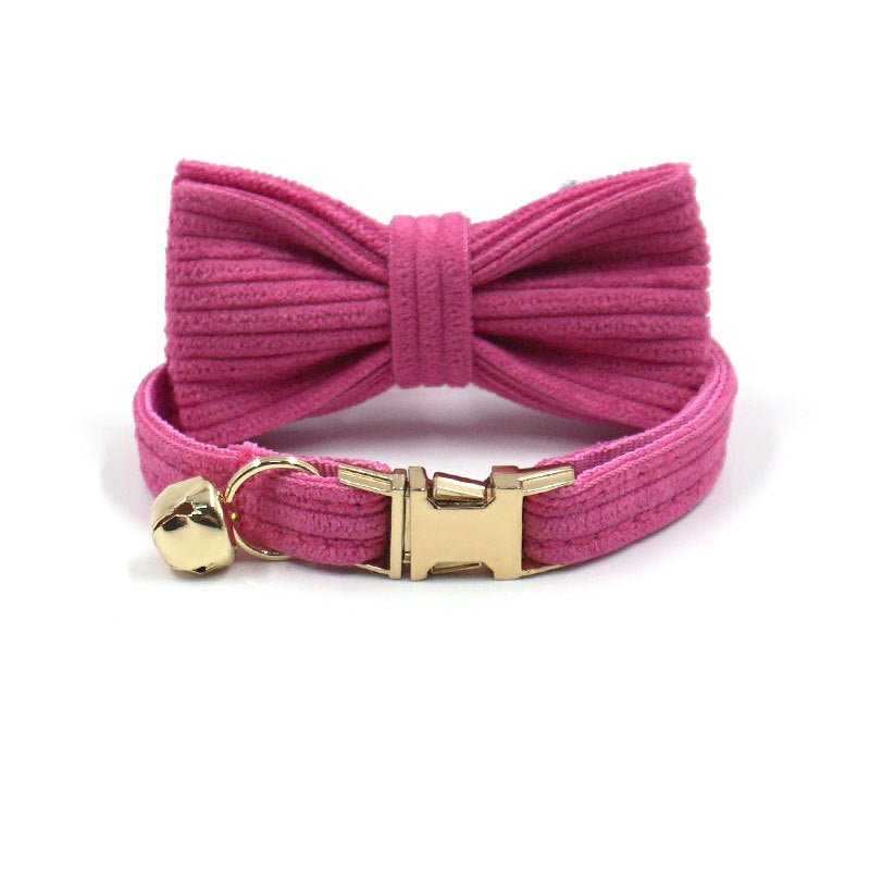 Cross-Border Wholesale Cute Cat Bell Collar, Handsome Cat Bow, Corduroy Cat Collar, Lettering Dropshipping